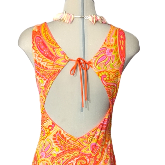 Scene SIZE 4 orange made in Canada maxi dress paisley pattern - Picture 6 of 14